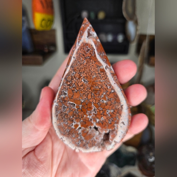 Other - Druzy Red Cotton Candy (Pink) Agate Teardrop Flame Crystal Carving